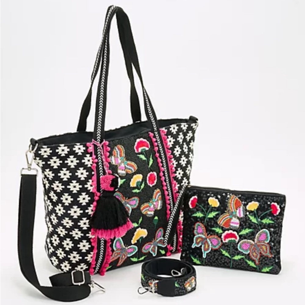 America & Beyond Embellished Tote with Accessories